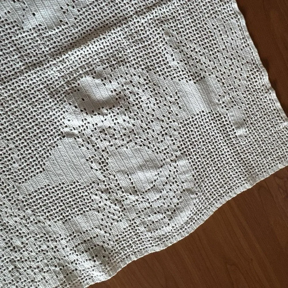 Filet Crochet Block Piece Bird Peacock Motif